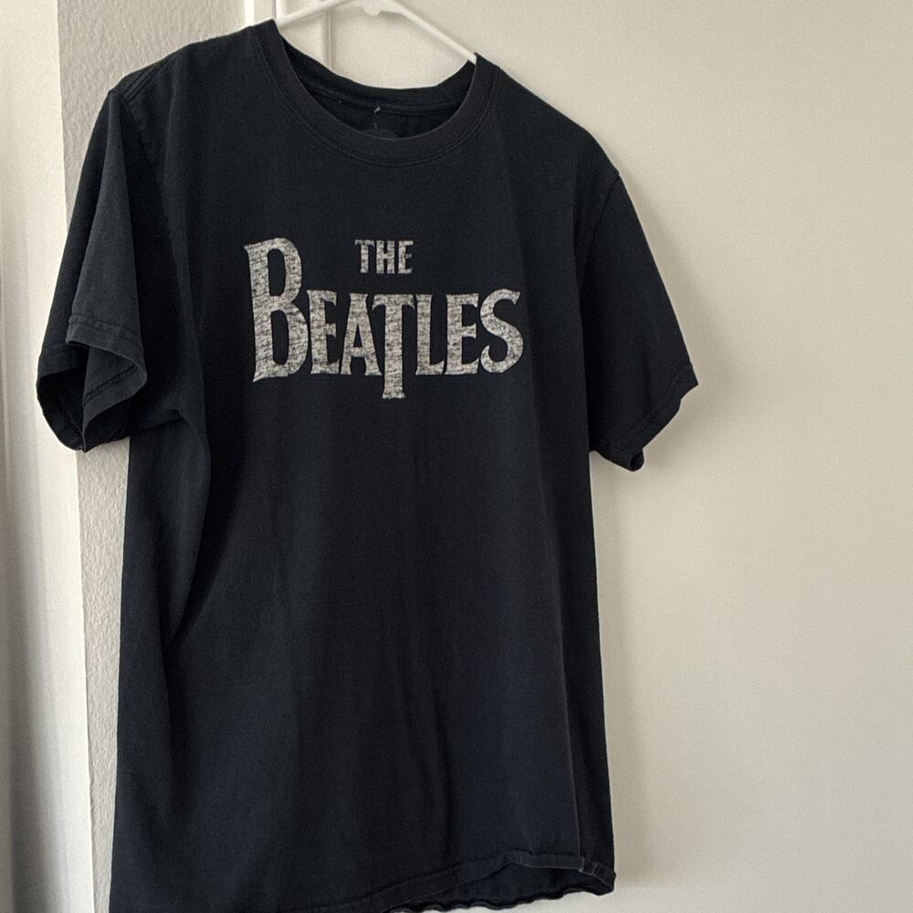 The Beatles Black Graphic T-Shirt 100% Cotton Size M Original